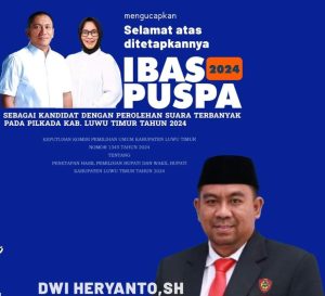 Legislator Nasdem Beri Selamat ke IBAS-Puspa Menang Pilkada Luwu Timur 2024