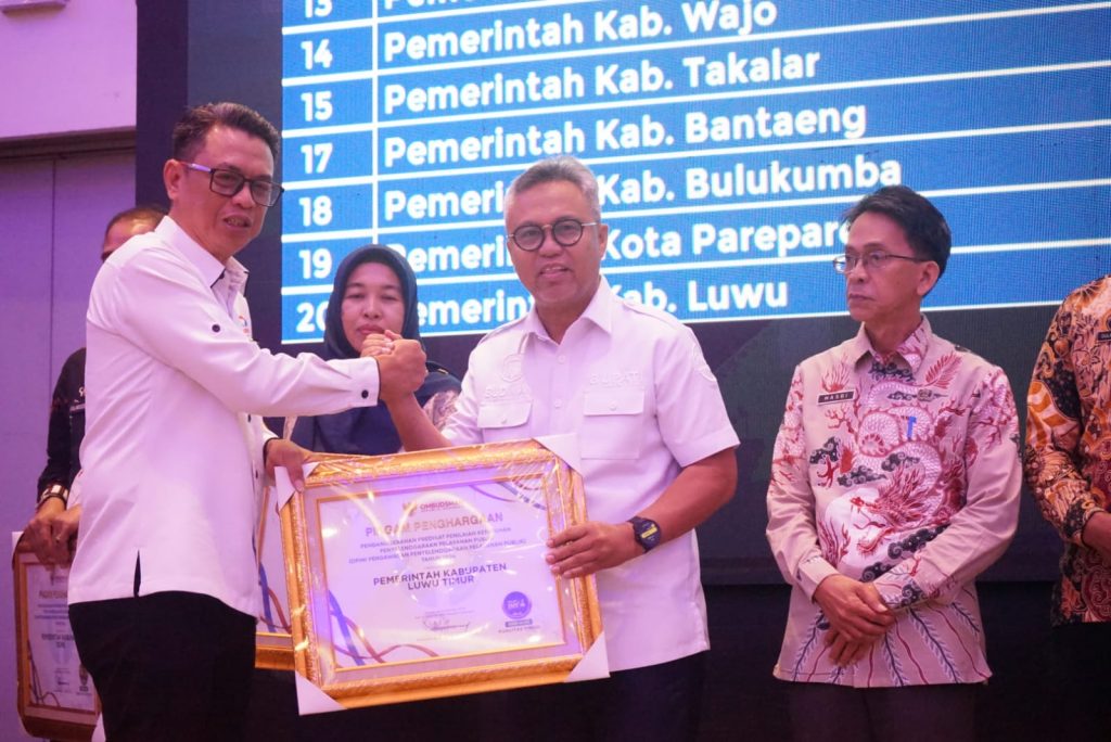 Ombudsman Beri Pemkab Luwu Timur Penghargaan Predikat Penilaian Kepatuhan Penyelenggaraan Publik
